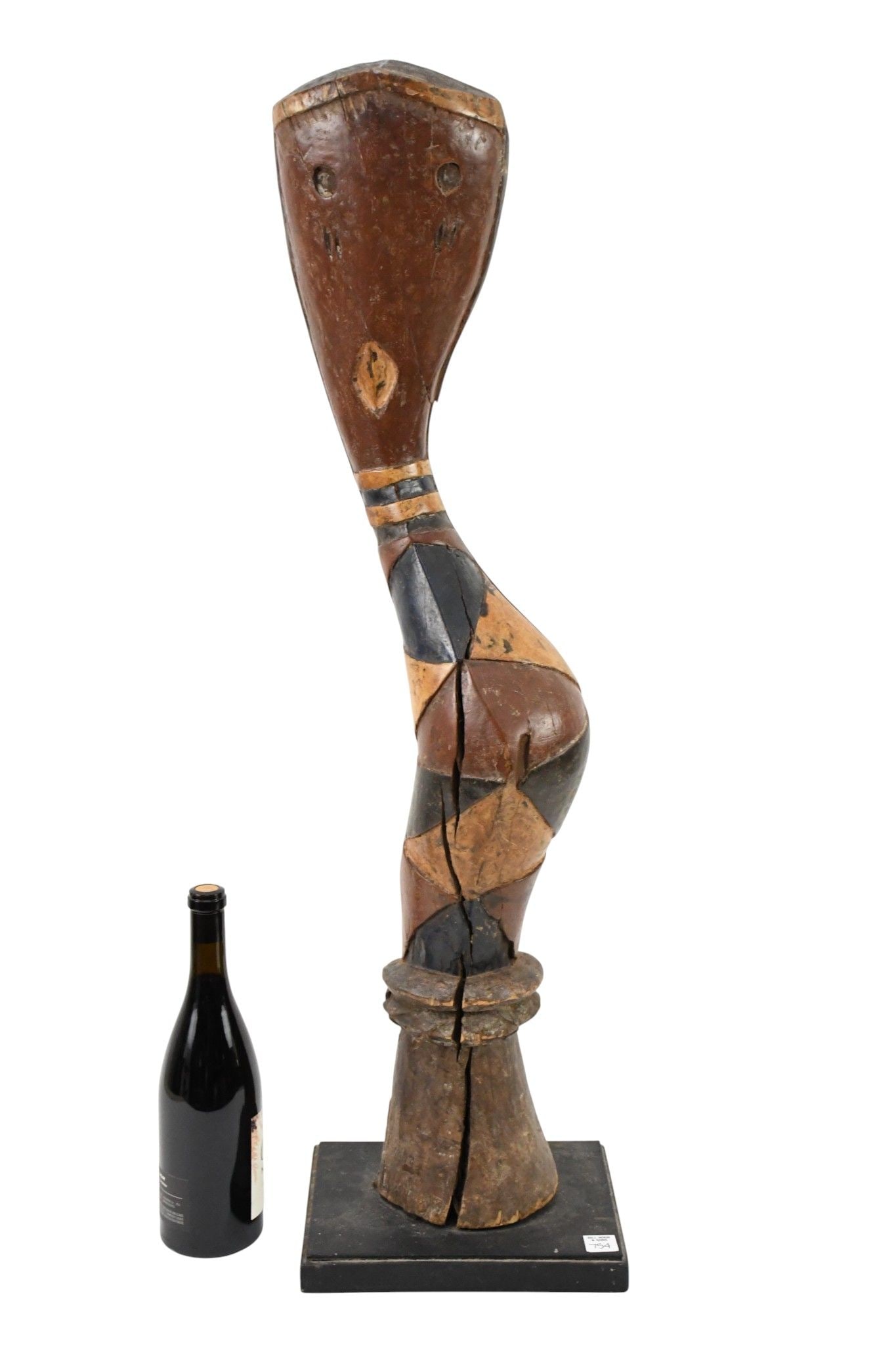 Baga Carved & Painted Wood Snake Figure - Guinea, West Africa. Baga Peoples. A large carved wood (1 of 8)