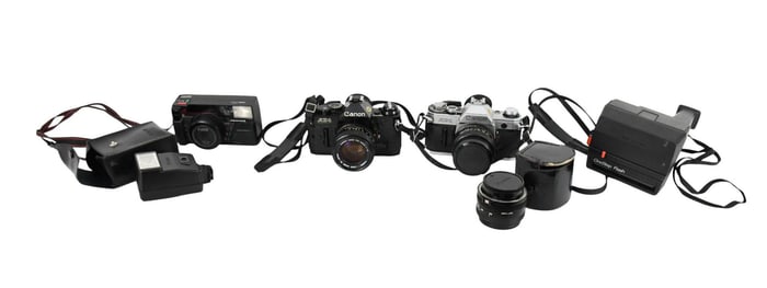 Vintage Camera Lot, CANON, PENTAX - Comprising: A) Camera,CANON, model AE-1 Program, serial #