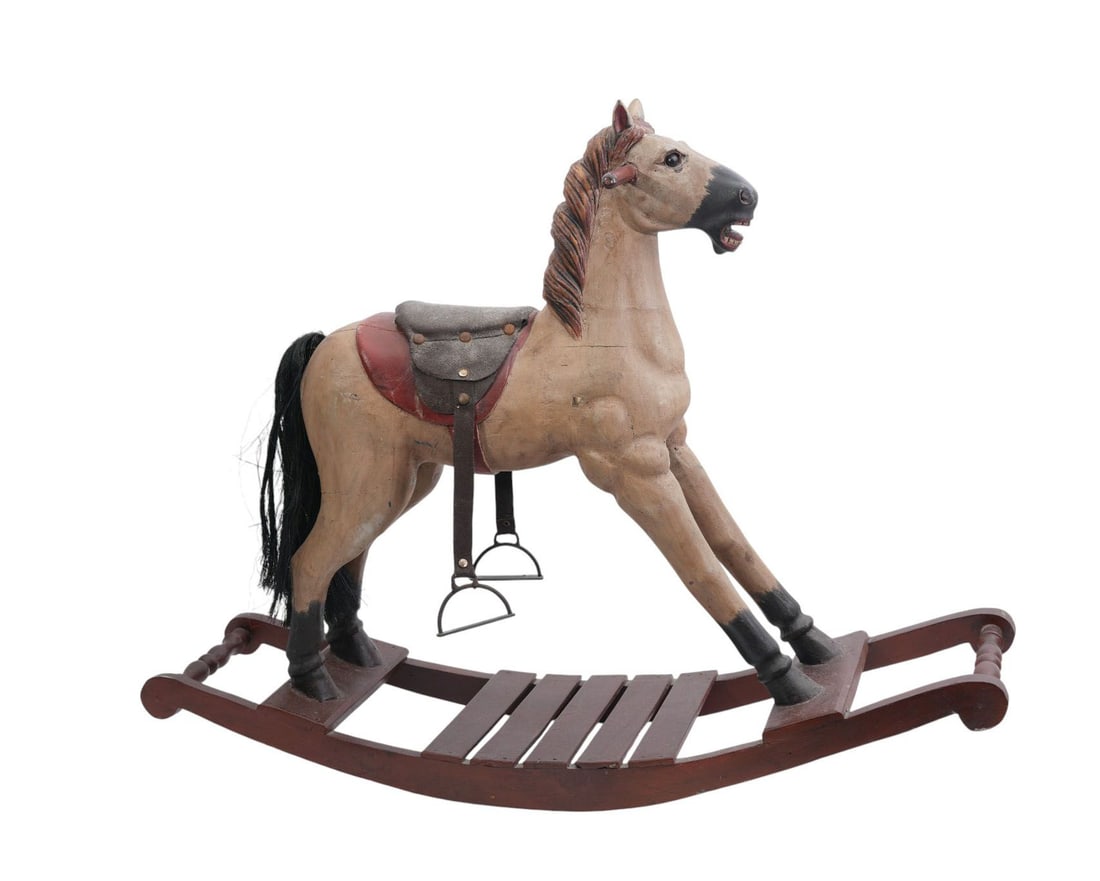 Children's Reproduction Vintage Wood Rocking Horse,28"h x 36"w x 10"d (weather worn): Children's Reproduction Vintage Wood Rocking Horse,28"h x 36"w x 10"d (weather worn)