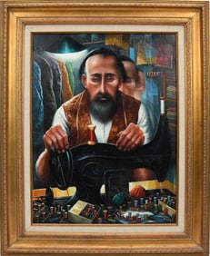 George Russin (Am. 1910-2010) The Tailor, signed lower right, 24 x 18 inches, overall frame size 25