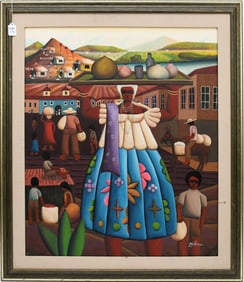 Yuri Arimizu (Born 1952) is active/lives in Brazil. Oil on canvas signed illegibly lower left,