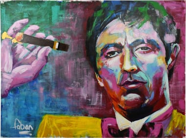 Large Contemporary oil on canvas, Al Pacino Portrait by Fabian Carreno. 72" x 95"