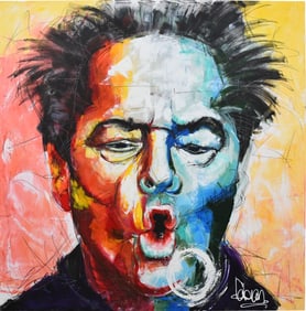 Contemporary oil on canvas, Jack Nicholson, by Fabian Carreno. 72 x 72 inches
