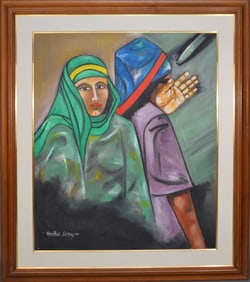 Amilkar Ariza (b. 1943) Colombian, 20th Century Amiguedad, 1985, Oil on canvas, Depicting a close-up