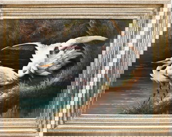 M.P. ELLIOTT American, 20th Century Oil on canvas "Pair of Great Egret's" Signed lower right "M.P.