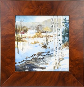 Keith Hoffman, 20th C. American, Winter landscape painting, watercolor on paper, signed lower right