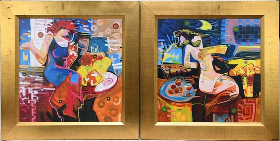 Pair of Hand signed and numbered Giclee's by Tadeo Zavaleta (b.1977), on Stretched Canvas, Colorful