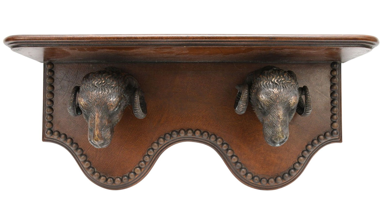 Theodore Alexander Decorative Wall/Shelf Bracket With Double Ram Head Supports And Decorative Brass (1 of 5)