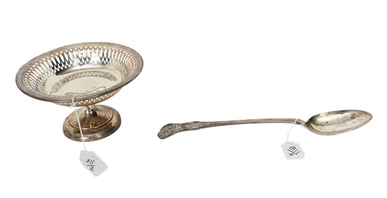 Sheffield England Sterling Stuffing Spoon And Birks Pedestal Reticulated Bowl, 14 ozt