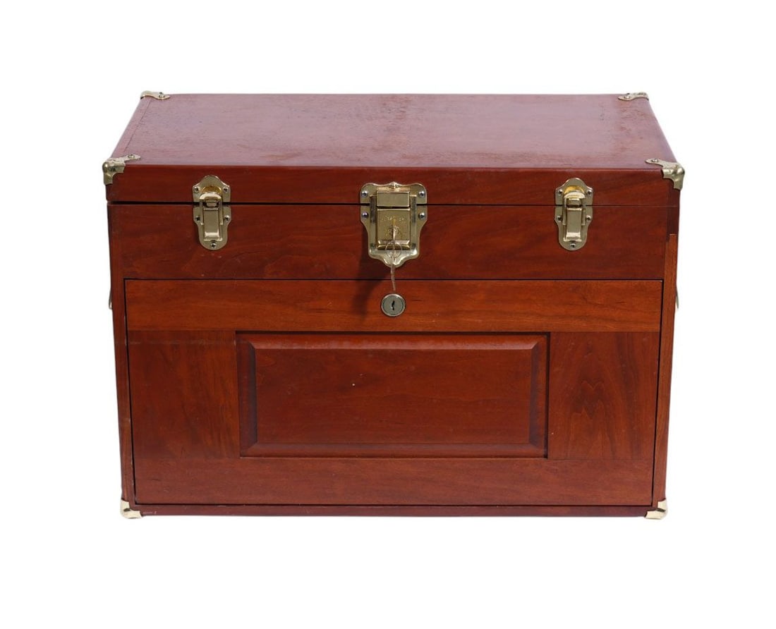 American Gerstner & Sons Small Chest "Sportsman Choice", Hinged Top Over Drop Front Revealing Fitted (1 of 9)