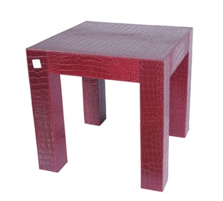 Karl Springer Style Occasional Table with Red Faux