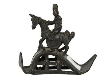 Eary Asian bronze of a Horse & Rider, 4“ x 4“