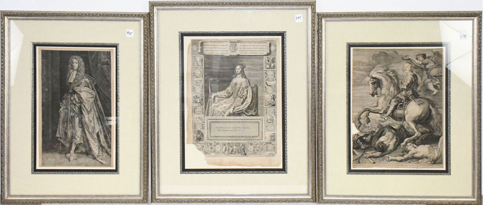 Three 18th Century Engraving Portraits in silver frames , all frames slightly different sizes (1 of 10)