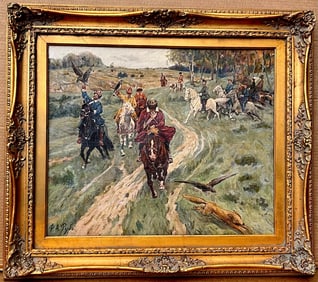 Russian painting attributed to Franz Alekseevic ROUBAUD. Oil on canvas,