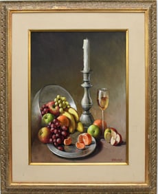 Helen Van Wyk (American 1930-1994) oil painting, Still Life oil on canvas 24 x 18 inches. Overall