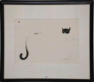"Persian Cet" limited edition print, pencil signed and numbered 27/35. 18x25 inches. Overall framed