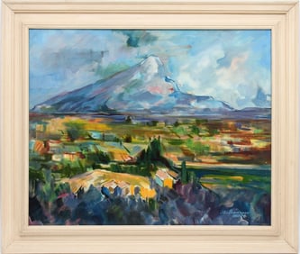 Peter Povenzano oil on canvas, Mtn. Landscape, signed and dated 1979. sight 27 x 33 inches. Overall