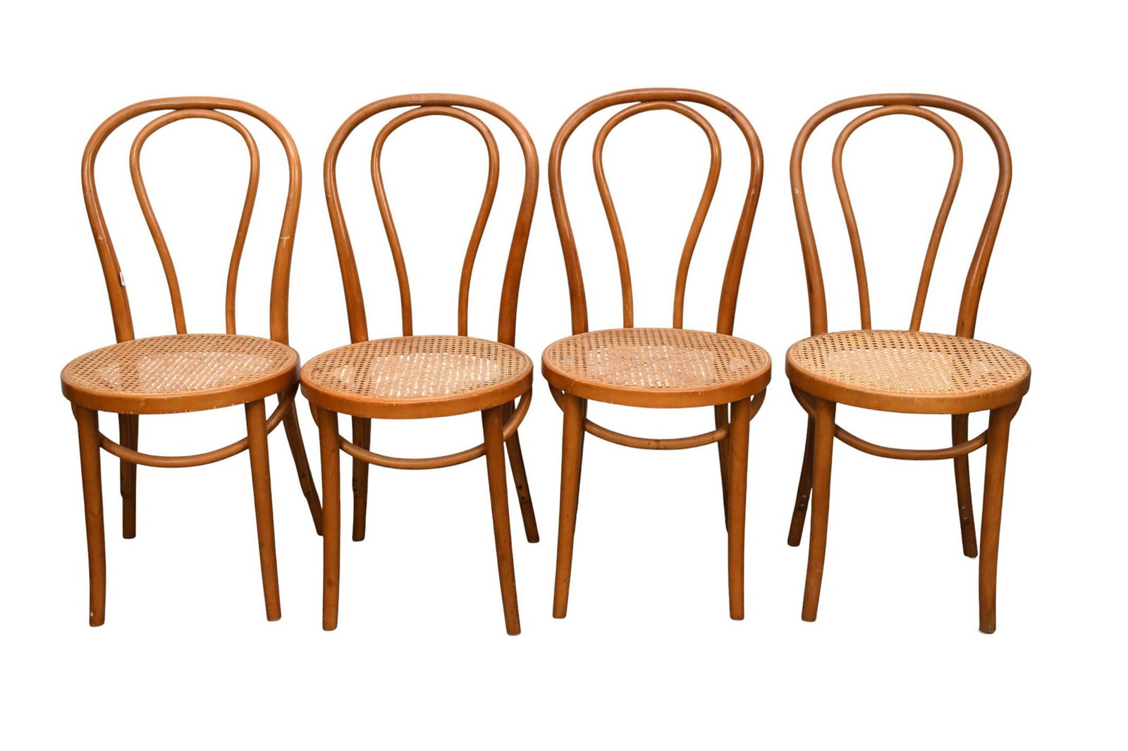 4 Bentwood Chairs With Cane Seats, Illegible Stamping Underneath: 4 Bentwood Chairs With Cane Seats, Illegible Stamping Underneath