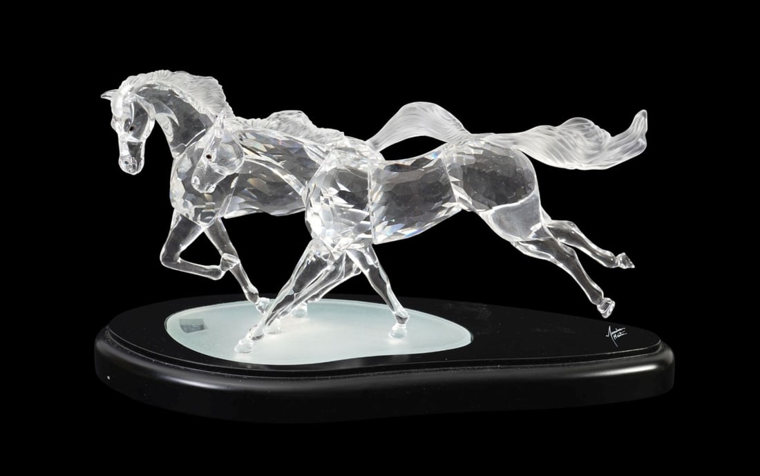 Swarovski 'Wild Horses' Crystal Sculpture, 2001 Limited Edition - Designed by Martin Zendron, two (1 of 7)