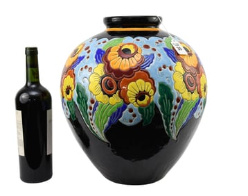 Art Deco Charles Catteau Keramis Floral Vase, Belgium - C. 1930s. Designed by Charles Catteau for