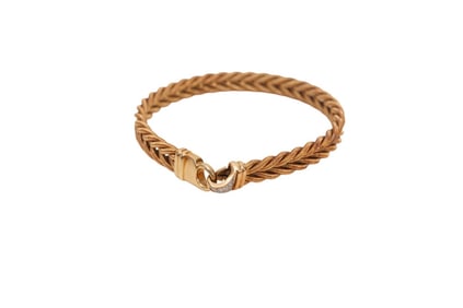 18K Yellow Gold Bracelet (Germany), with 7 Round Diamonds on Clasp. Totaling approx. 0.25ct. Wt.