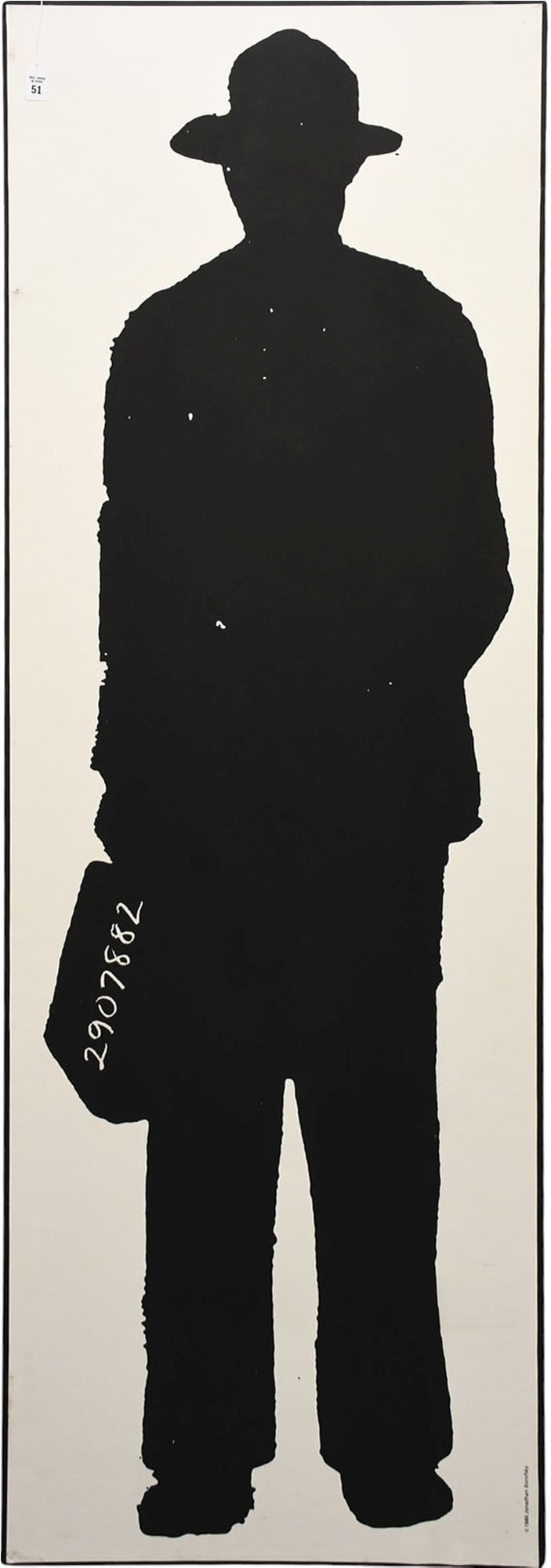 Jonathan Borofsky (American b. 1982) Large Print Man with a briefcase, on Heavy Paper laid down. 72: Jonathan Borofsky (American b. 1982) Large Print Man with a briefcase, on Heavy Paper laid down. 72 x 24 inches.