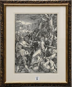 Woodcut After Albrecht Durer "The Betrayal of Christ", sheet size  15-3/4 x 11-1/2 inches, overall