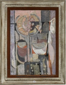 Ethel Fisher (American 1923-2017) Abstract- oil on canvas, THE FORTH OF JULY. Canvas 34 x 24 inches.