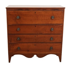 American 19th c. Cherry 4 Drawer Chest, 46"h x 45 1/2"w x 19"d