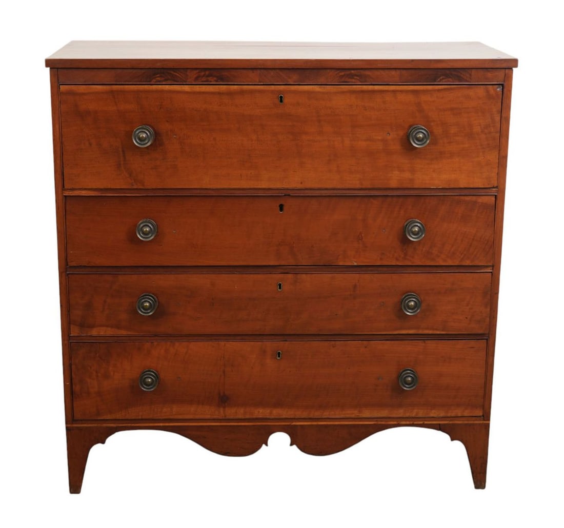 American 19th c. Cherry 4 Drawer Chest, 46"h x 45 1/2"w x 19"d (1 of 6)