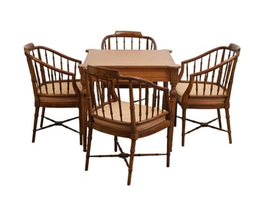 Drexel Heritage Game Table & 4 Matching Chairs, 30"H x 33" Square (Top needs refinishing)