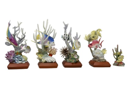 5 Ronald Van Ruyckevelt for Royal Worcester Porcelain Fish, Spanish Hog Fish & Sergeant Major #593,