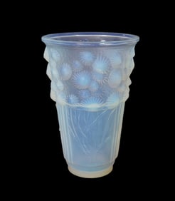 Art Deco Sabino Opalescent Glass Vase, France - C. 1930s. A opalescent glass vase with foliate