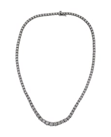 14K Yellow Gold Diamond Necklace. Fortunoff NY 109 Round brilliant full cut diamonds. Approx wt. 10