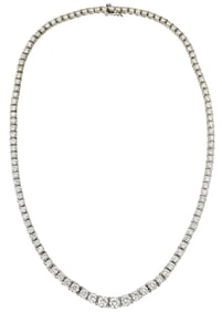 14K Yellow Gold Diamond Necklace. Fortunoff NY 109 Round brilliant full cut diamonds. Approx wt. 10