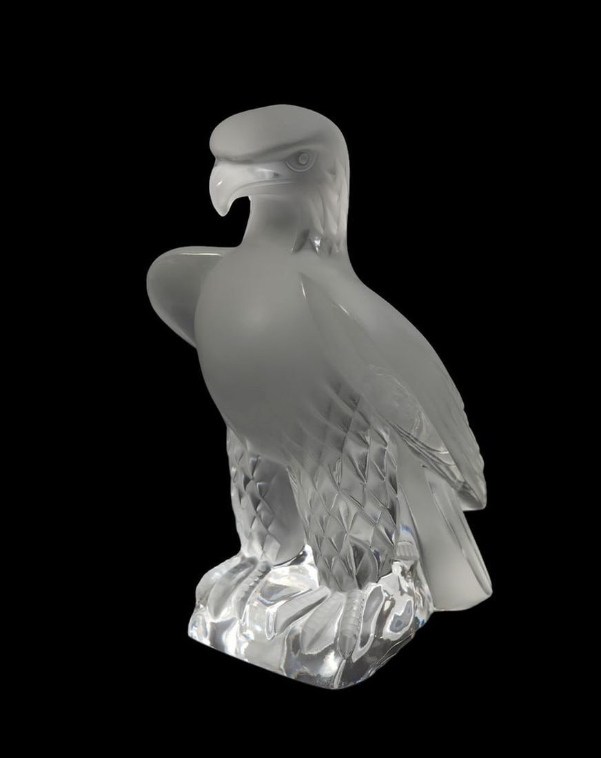 Lalique France Liberty Eagle Crystal Sculpture - A Lalique crystal sculpture of an eagle, clear (1 of 7)