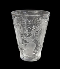 Lalique France 'Ondines' Crystal Vase - A Lalique crystal vase in clear and frosted glass. Featuring