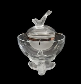 Lalique 'Igor' Dolphin Crystal Caviar Set - France, 20th century. Frosted and polished crystal.