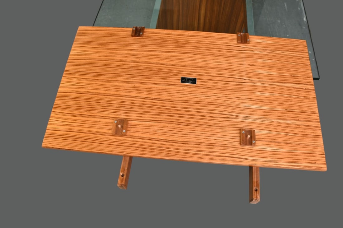 Vladimir Kagan MCM Rosewood Dining Table, Glass in Center, Chrome Extensions Which Hold Rosewood - 11