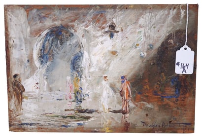 Douglas Arthur Teed (American, 1864-1929) Orientalist painting depicting Arabs outside of a mosque,