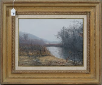 Robert Hamblen (American, 1932-2017) Oil on Masonite Board, Storm Mountain- painting size 12 x 16