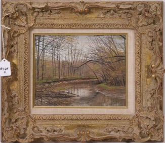 Robert Hamblen (American, 1932-2017) Oil on Masonite Board, Landscape, 8x10 inches overall with