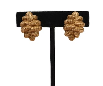 18K yellow Gold Hammered Clip-on Earrings. 1" wt. 22 grams