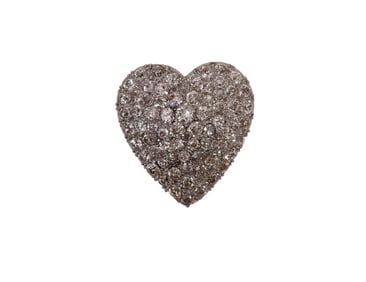 14K Yellow Gold Pave' Diamond Heart Brooch. 1.25" wt. 8.4 grams