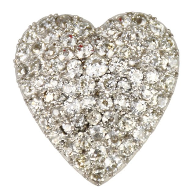 14K Yellow Gold Pave' Diamond Heart Brooch. 1.25" wt. 8.4 grams: 14K Yellow Gold Pave' Diamond Heart Brooch. 1.25" wt. 8.4 grams