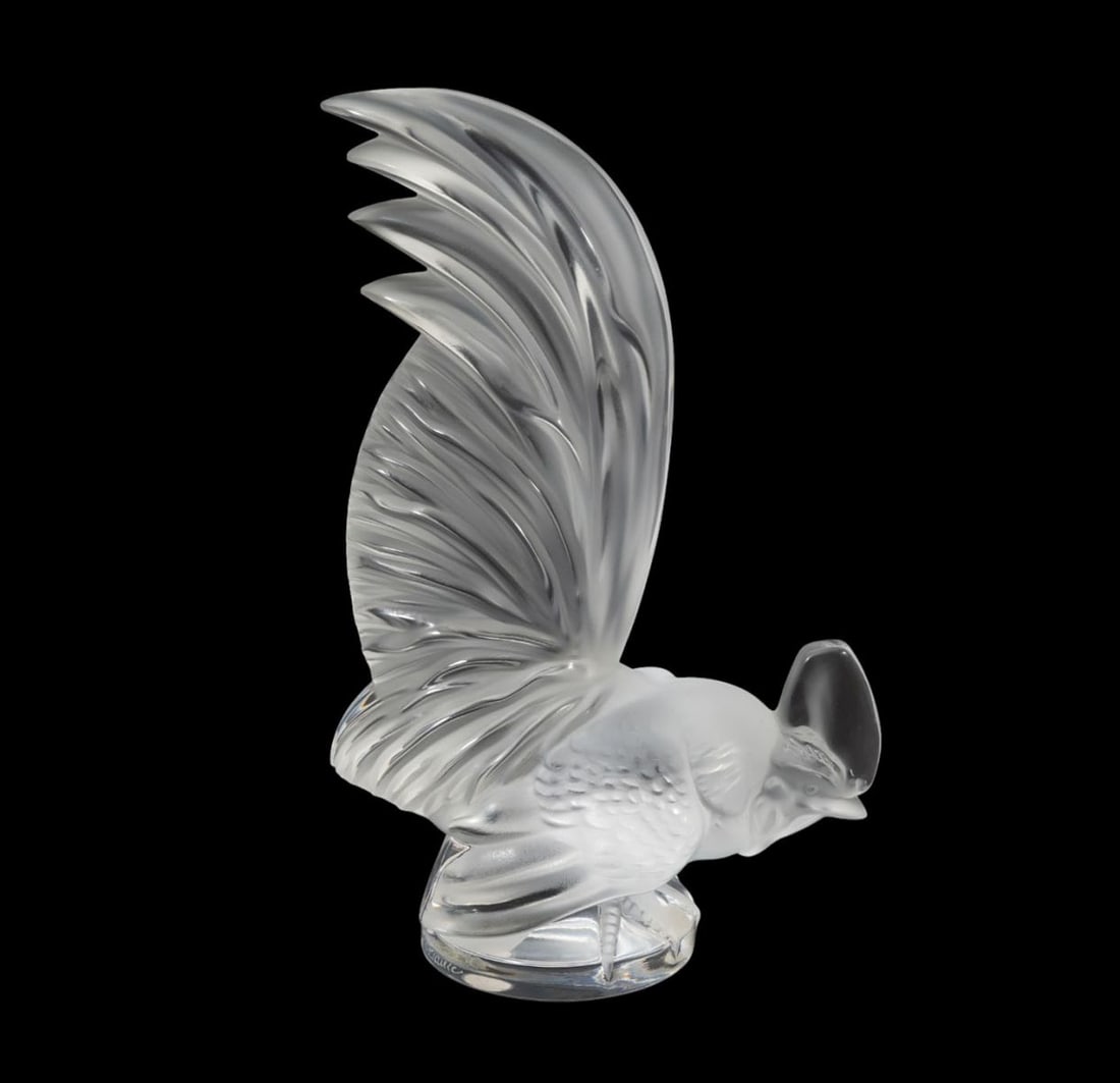 Lalique France 'Coq Nain' Crystal Rooster, signed, 8 1/4"h x 5 1/4"w x 2 3/4"di (1 of 7)