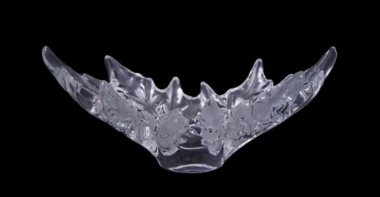Lalique France 'Champs-Elysees' Crystal Centerpiece Bowl - With design of overlapping frosted and