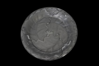 Lalique France Crystal "Chene" Plate, 9"idia