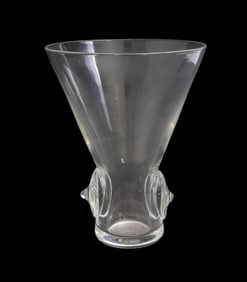 Steuben glass flaring vase, #8069. American, 20th century. Glass flaring vase with circular points,