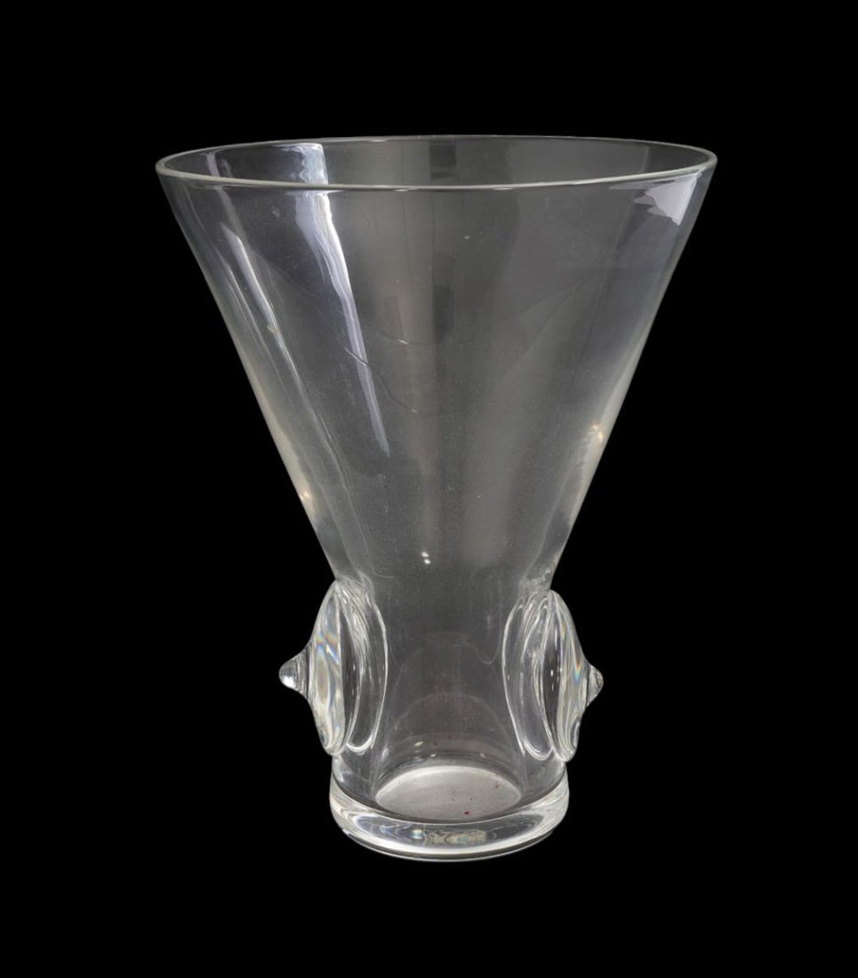 Steuben glass flaring vase, #8069. American, 20th century. Glass flaring vase with circular points, (1 of 6)